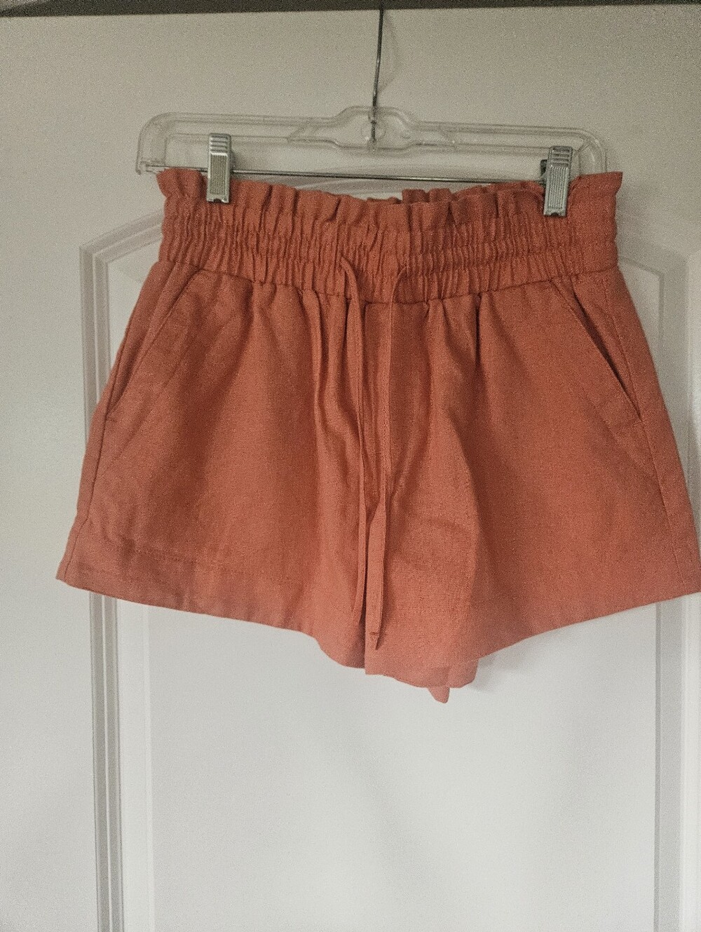 Women's High-Waist Paperbag A New Day Coral Pink Shorts